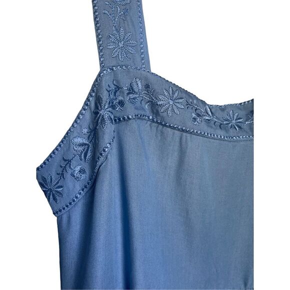 Kate Spade Broome Street Chambrey Midi Dress XL Blue Smocked Tiered Flowy - Picture 4 of 11